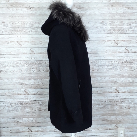 Maralyn & Me Coat XL Faux Fur Trim Asymmetrical Zipper F - Picture 3 of 8